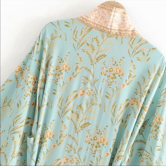💗Boho Floral Print Maxi Duster Kimono CoverUp - Picture 8 of 12